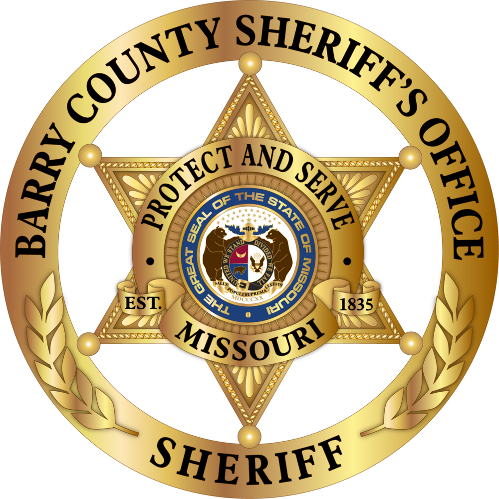 C-64582 Barry County Sheriff Badge Missouri MC AR Gold.png
